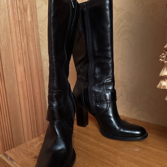 BP Julius-Lea Genuine Leather Black Mid-Calf High-Heel Boots Size 8.5 M - Picture 12 of 12